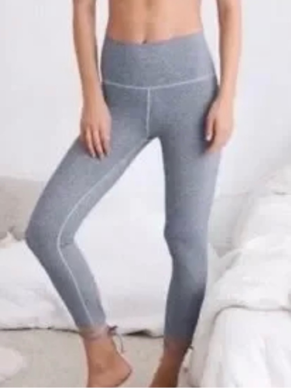 aerie Heather Grey High-Waist Capri Leggings with Ankle Keyhole - Picture 2 of 6